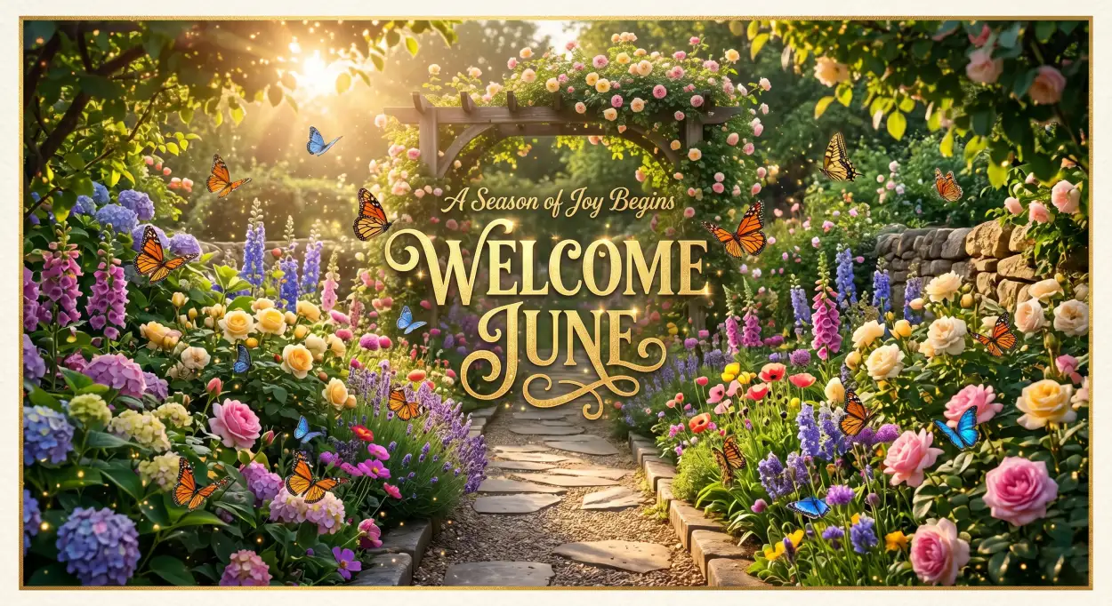 Free Download Welcome June 2026 Summer Flowers Facebook Post - High Quality Welcome June Image