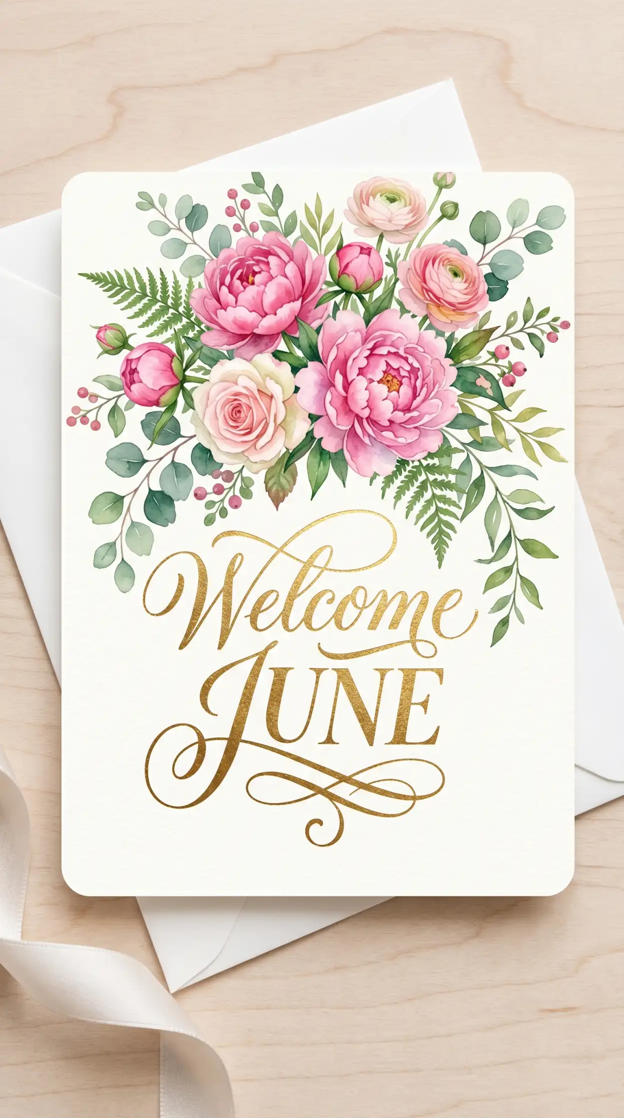 Free Download Welcome June Watercolor Floral Background - High Quality Welcome June Background Image