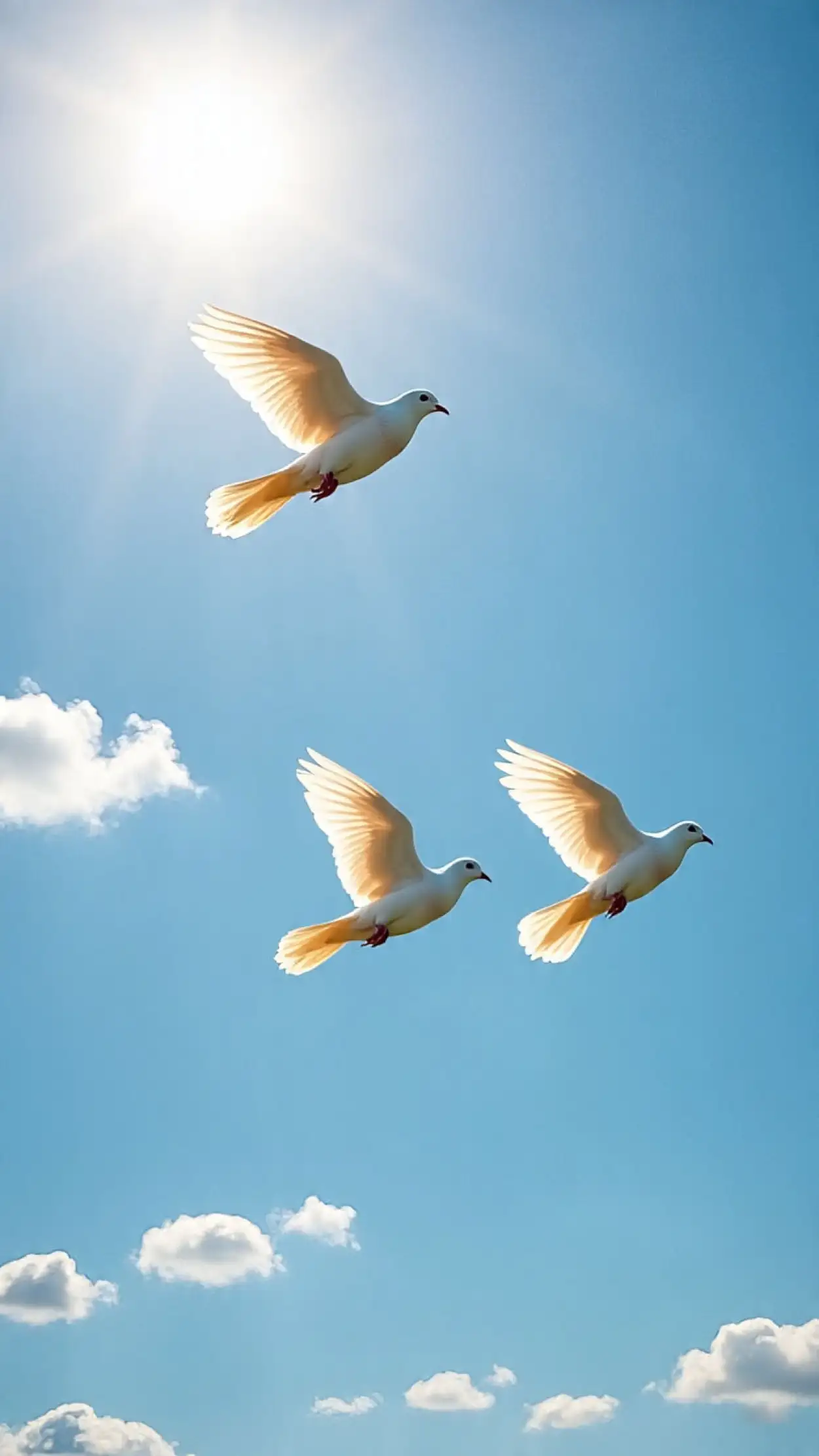 white dove flying in blue sky aesthetic image