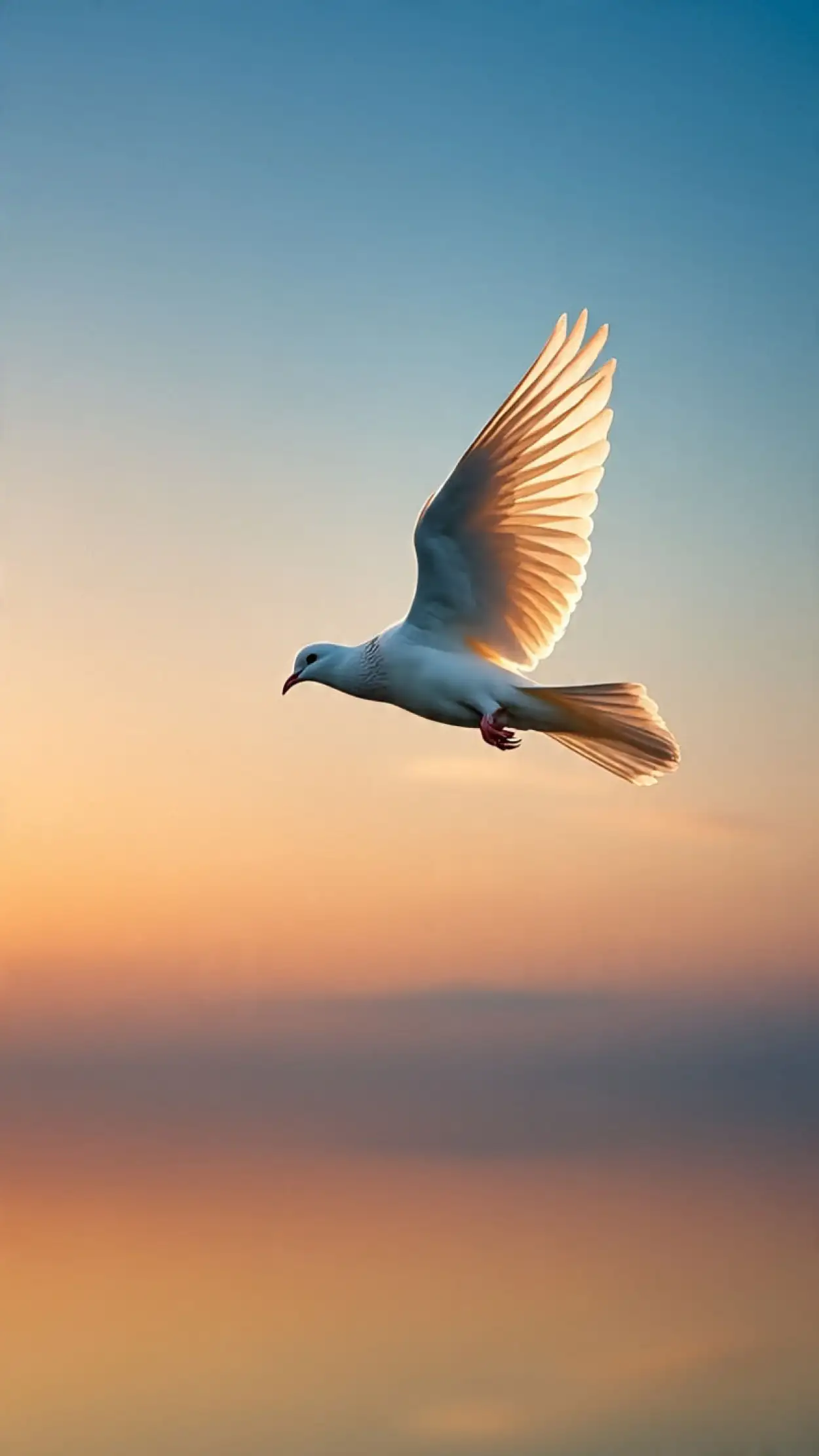 white dove flying in blue sky christmas design
