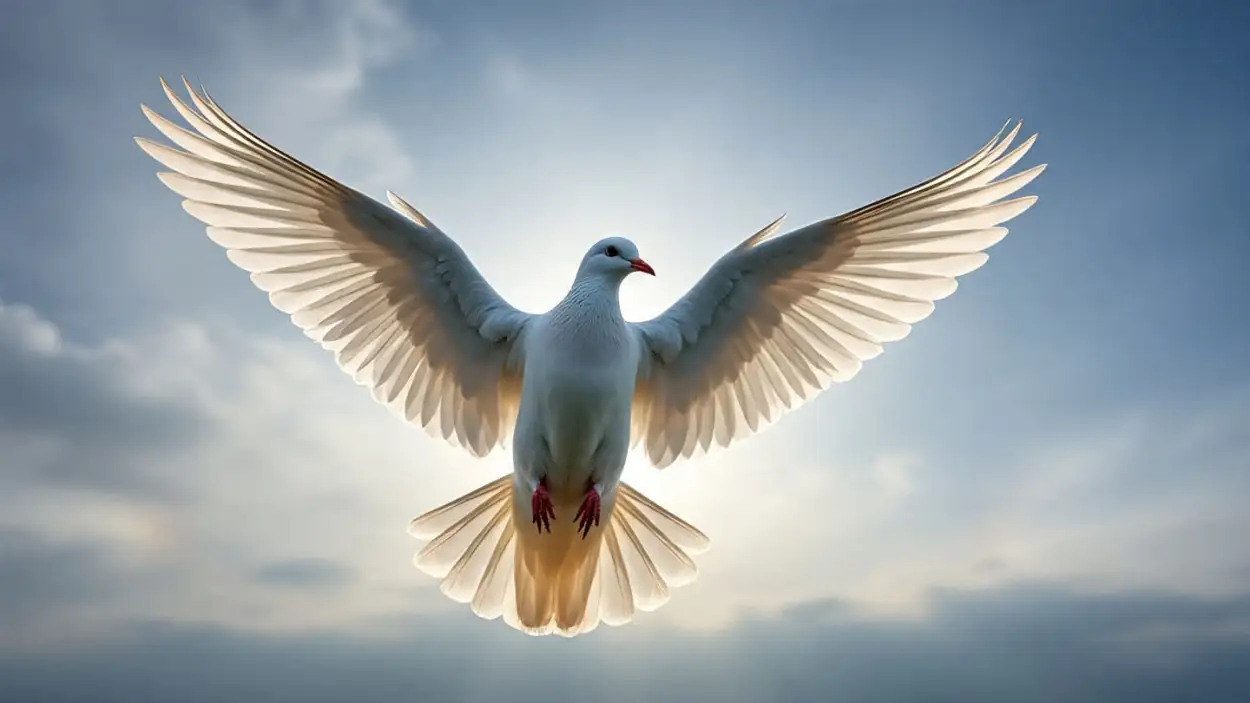 Free Download White Dove Flying In Blue Sky Free Download - High Quality White Dove Flying Image