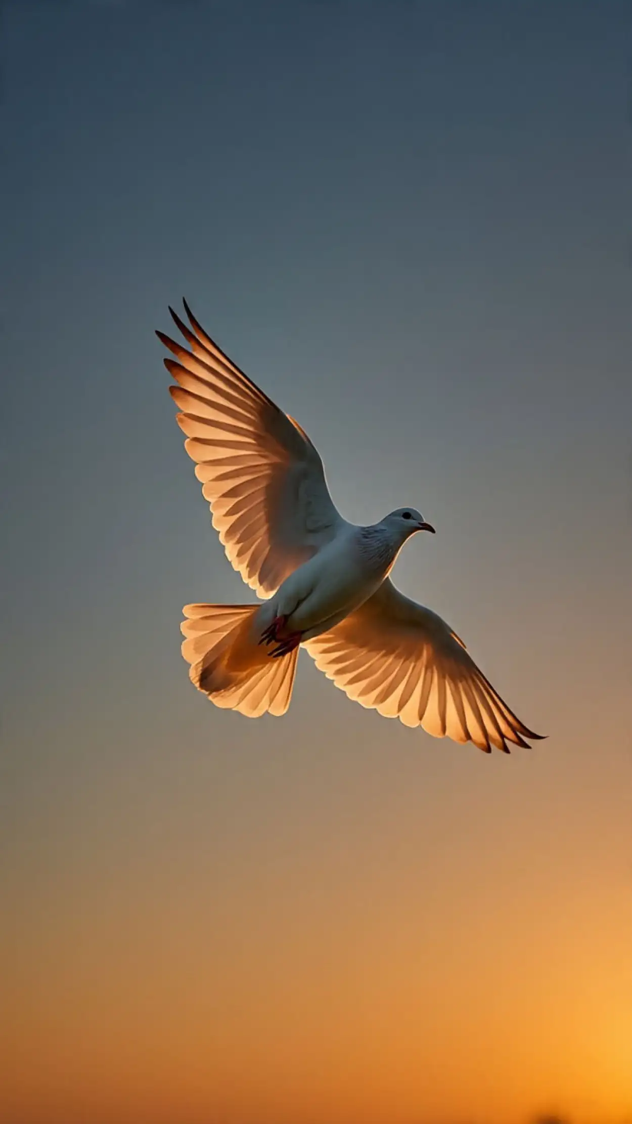white dove flying in blue sky funeral background
