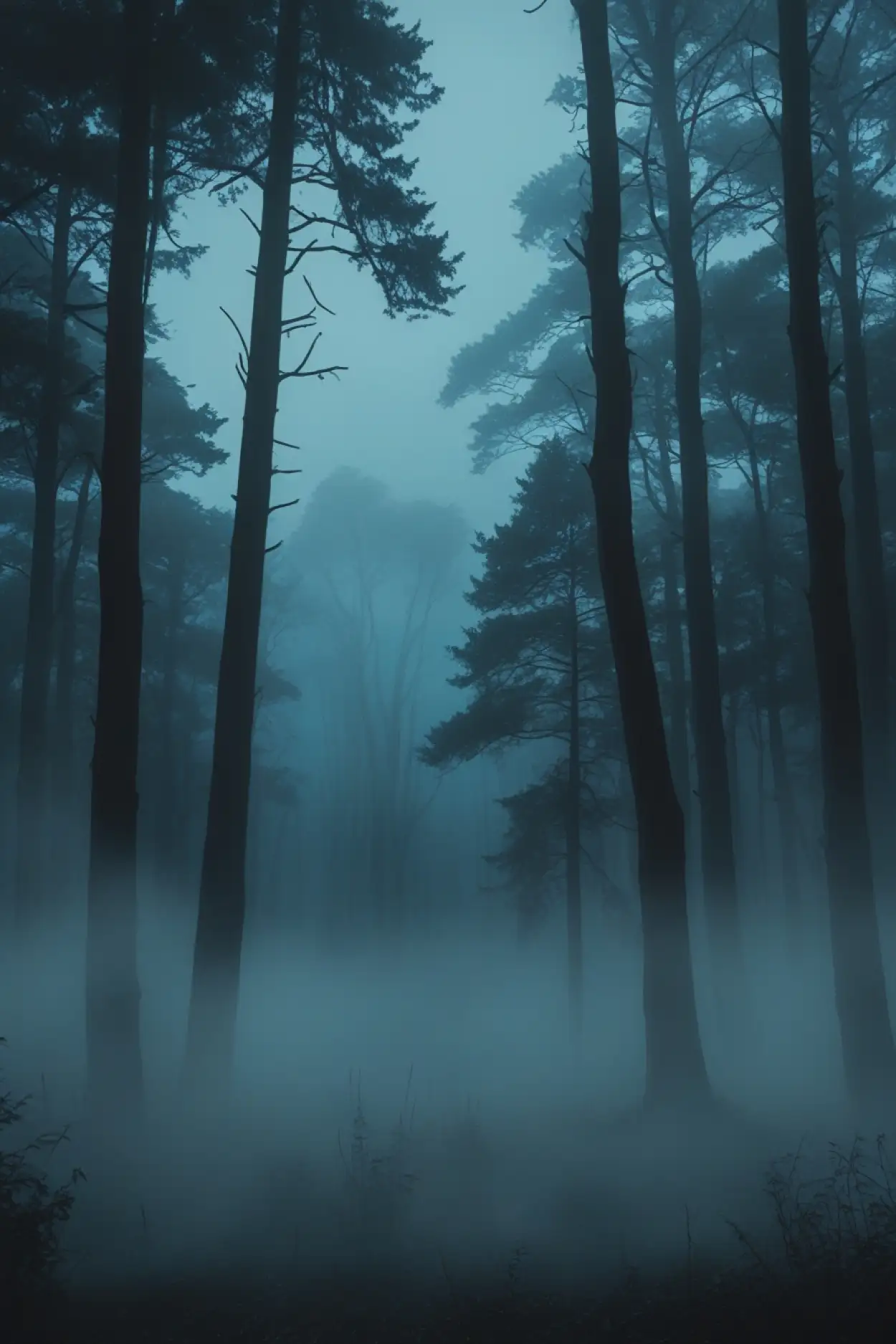 winter foggy forest nature scene