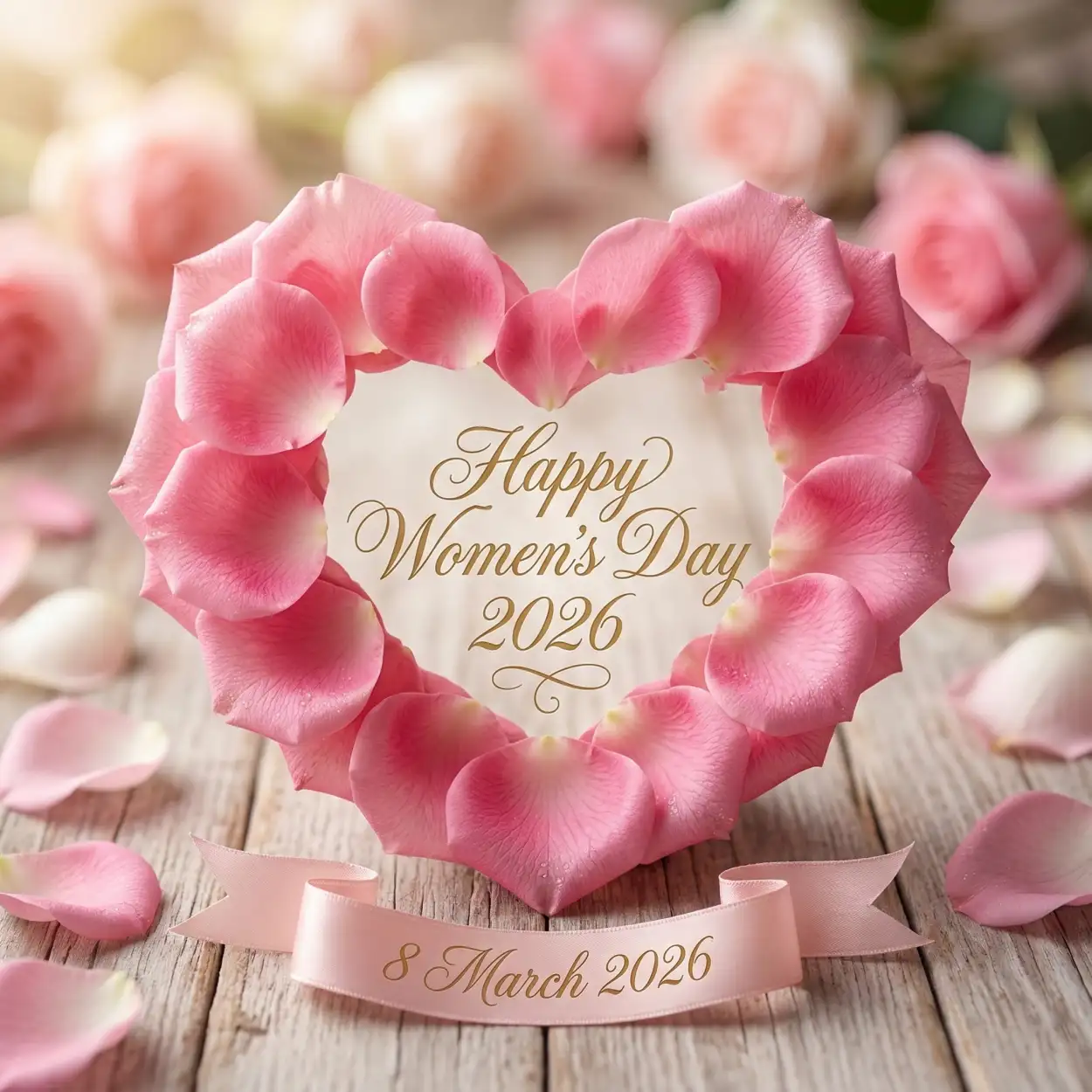 womens day 2026 pink floral background