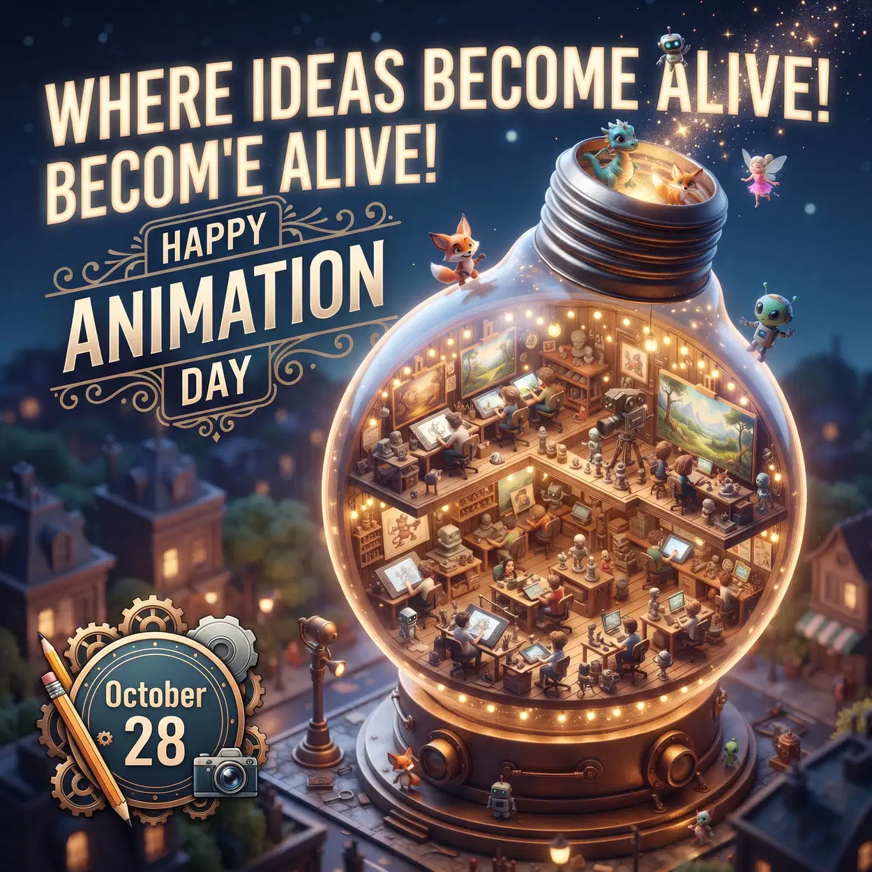World Animation Day 2026 3D Typography Poster (HD) – Free