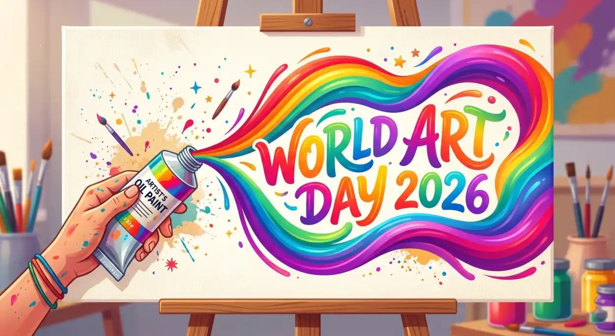 Free Download World Art Day 2026 Banner Background Design Free - High Quality World Art Day 2026 Wishes Background Image