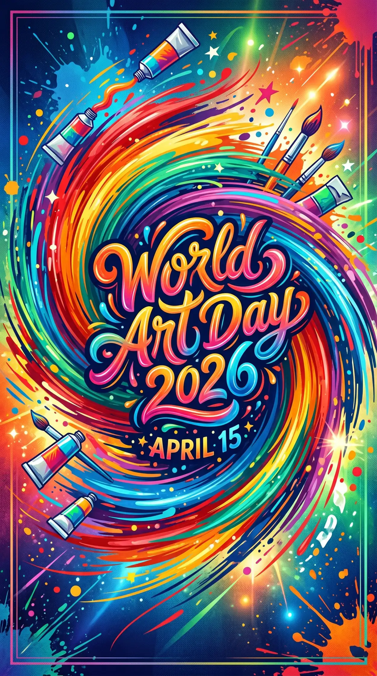 Free Download World Art Day Digital Art Poster - High Quality World Art Day 2026 Wishes Image