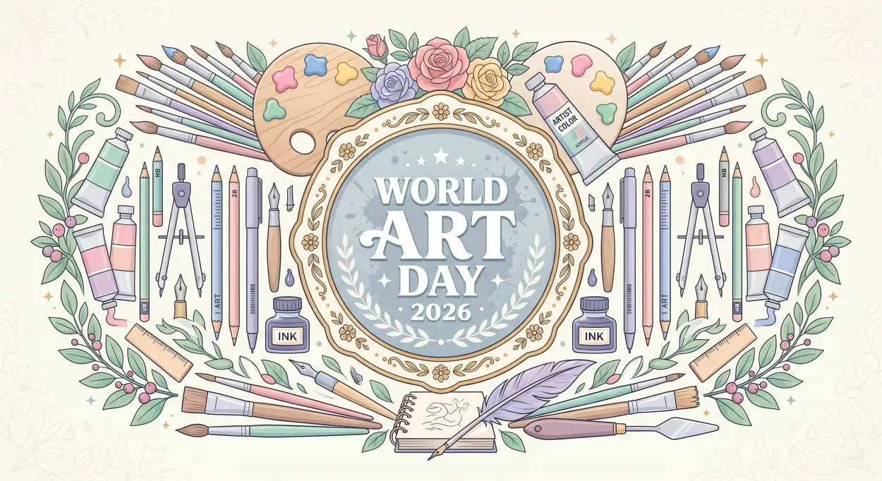Free Download World Art Day Frame Png 2 - High Quality World Art Day 2026 Wishes Transparent PNG