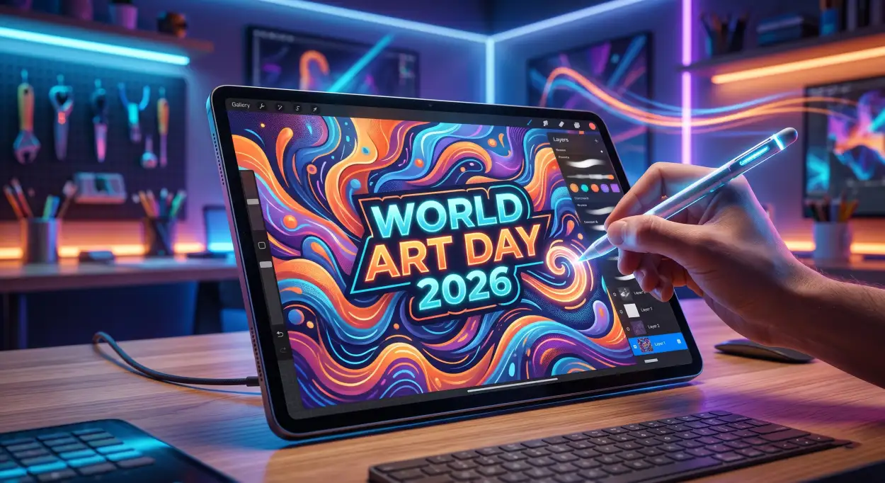 Free Download World Art Day Graphic Design Ideas 2 - High Quality World Art Day 2026 Wishes Image