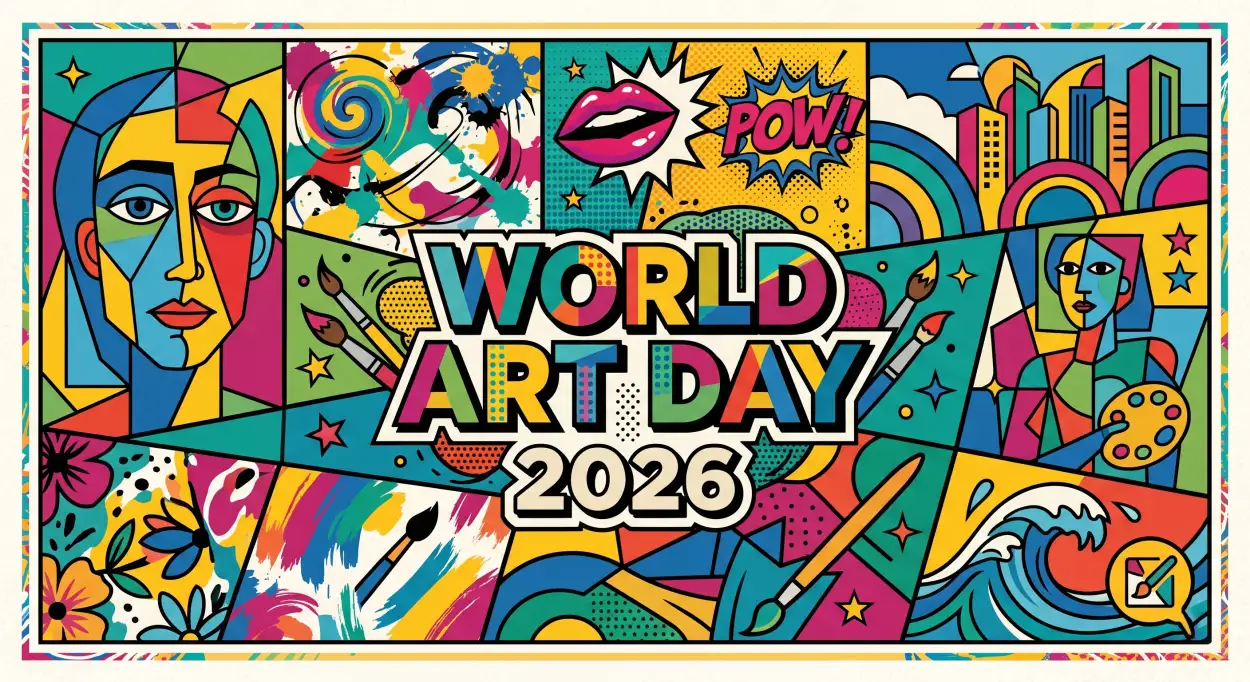 Free Download World Art Day Poster Caption 2026 - High Quality World Art Day 2026 Wishes Image
