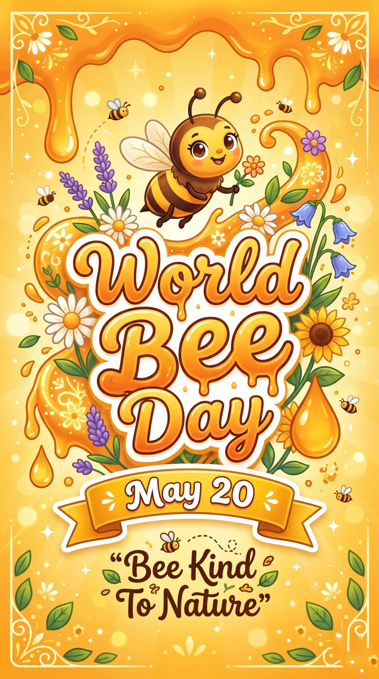 Free Download World Bee Day 2026 Agriculture Awareness Poster - High Quality World Bee Day 2026 Image