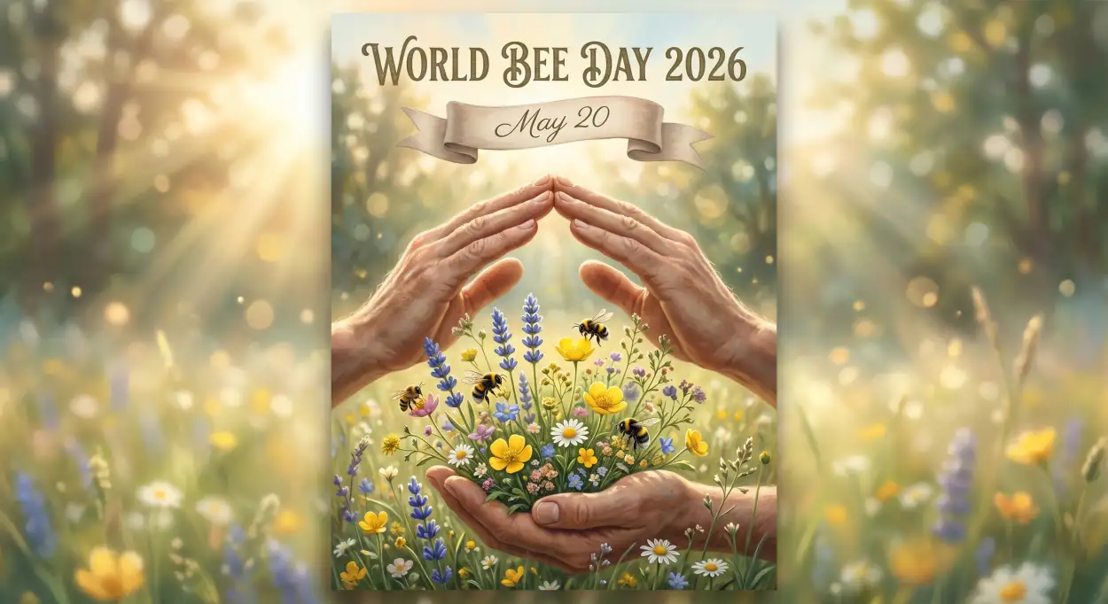 Free Download World Bee Day 2026 Artistic Watercolor Poster - High Quality World Bee Day 2026 Image