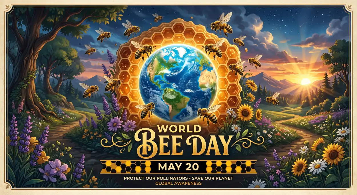 Free Download World Bee Day 2026 Bee Conservation Poster - High Quality World Bee Day 2026 Image