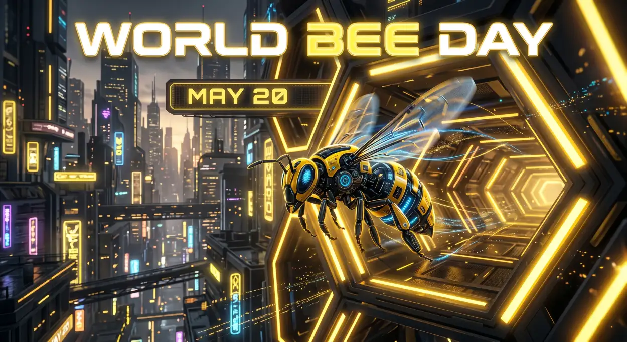 Free Download World Bee Day 2026 Black And Yellow Theme - High Quality World Bee Day 2026 Image