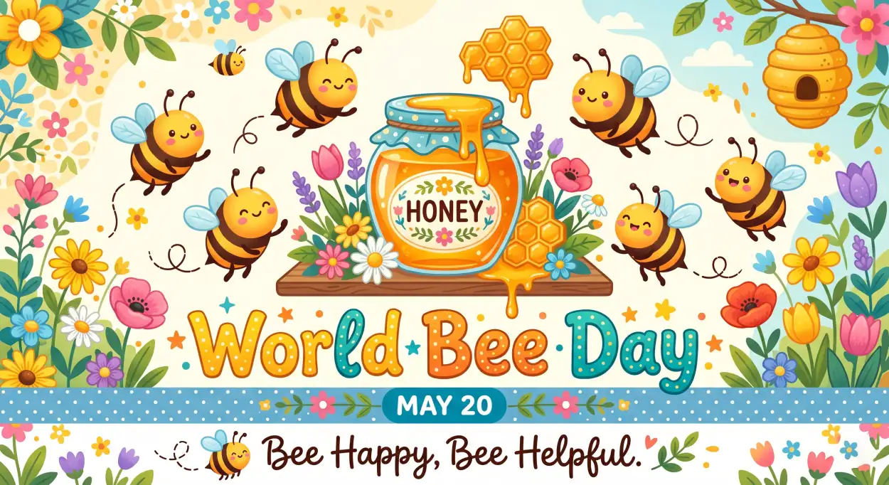 Free Download World Bee Day 2026 Eco Awareness Social Media Template - High Quality World Bee Day 2026 Image