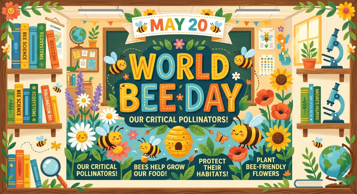 Free Download World Bee Day 2026 Educational Poster - High Quality World Bee Day 2026 Image