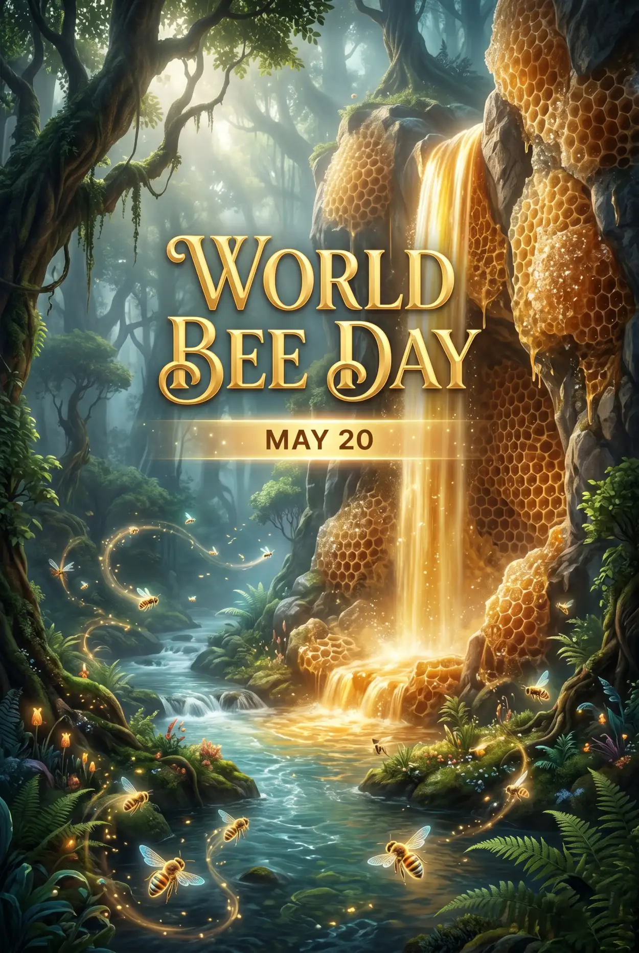 Free Download World Bee Day 2026 Fantasy Bee Illustration - High Quality World Bee Day 2026 Image
