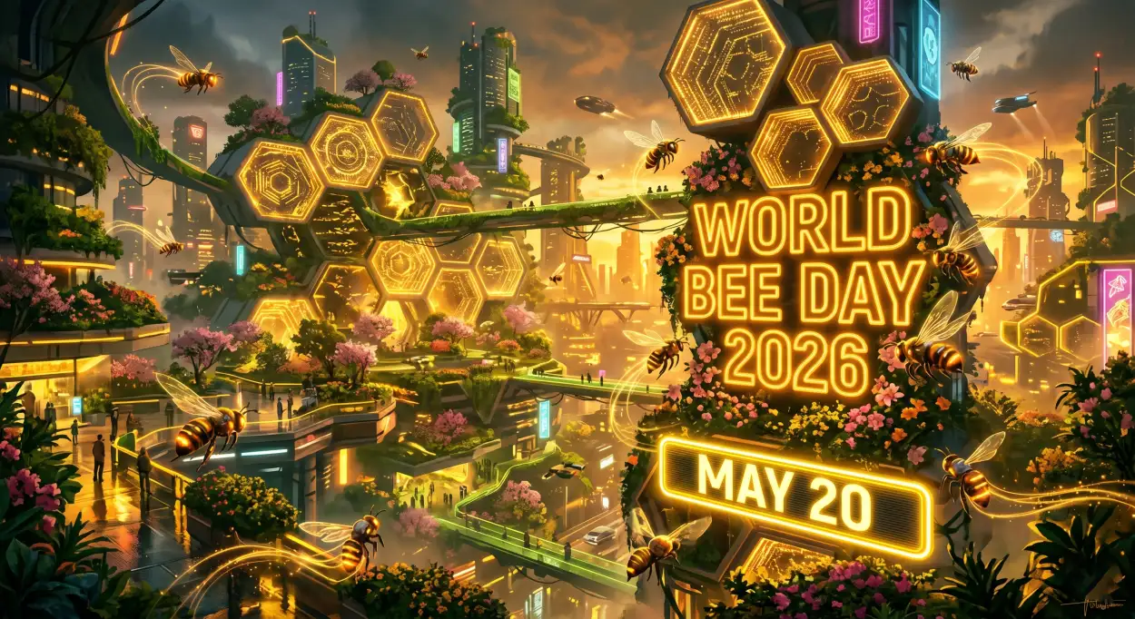 Free Download World Bee Day 2026 Honeycomb Background - High Quality World Bee Day 2026 Background Image