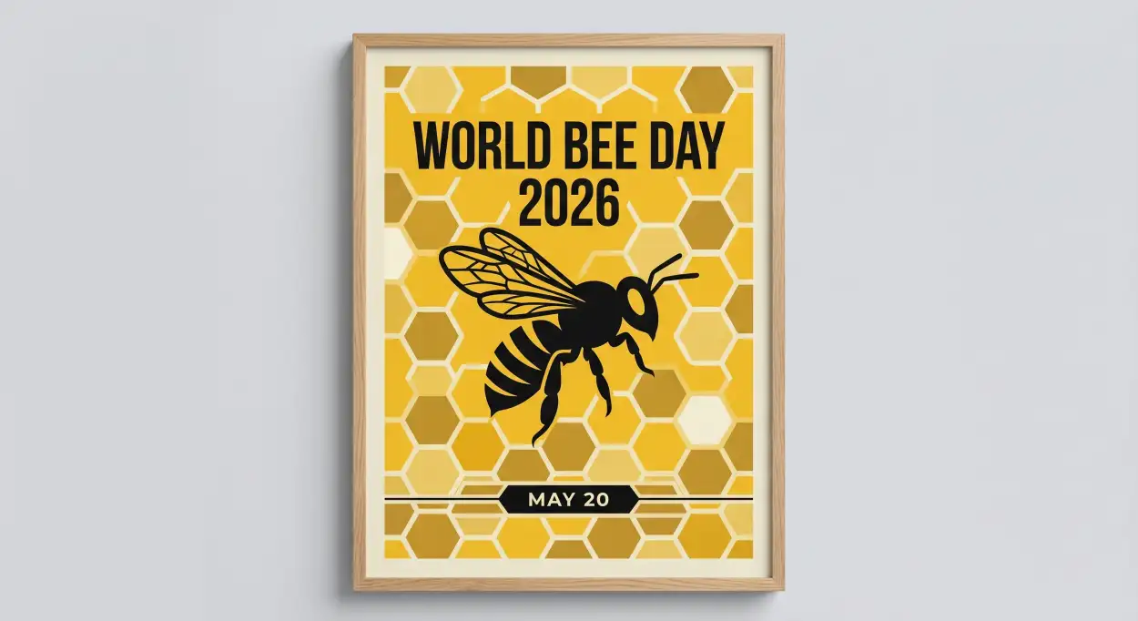 Free Download World Bee Day 2026 Minimal Poster Design - High Quality World Bee Day 2026 Image