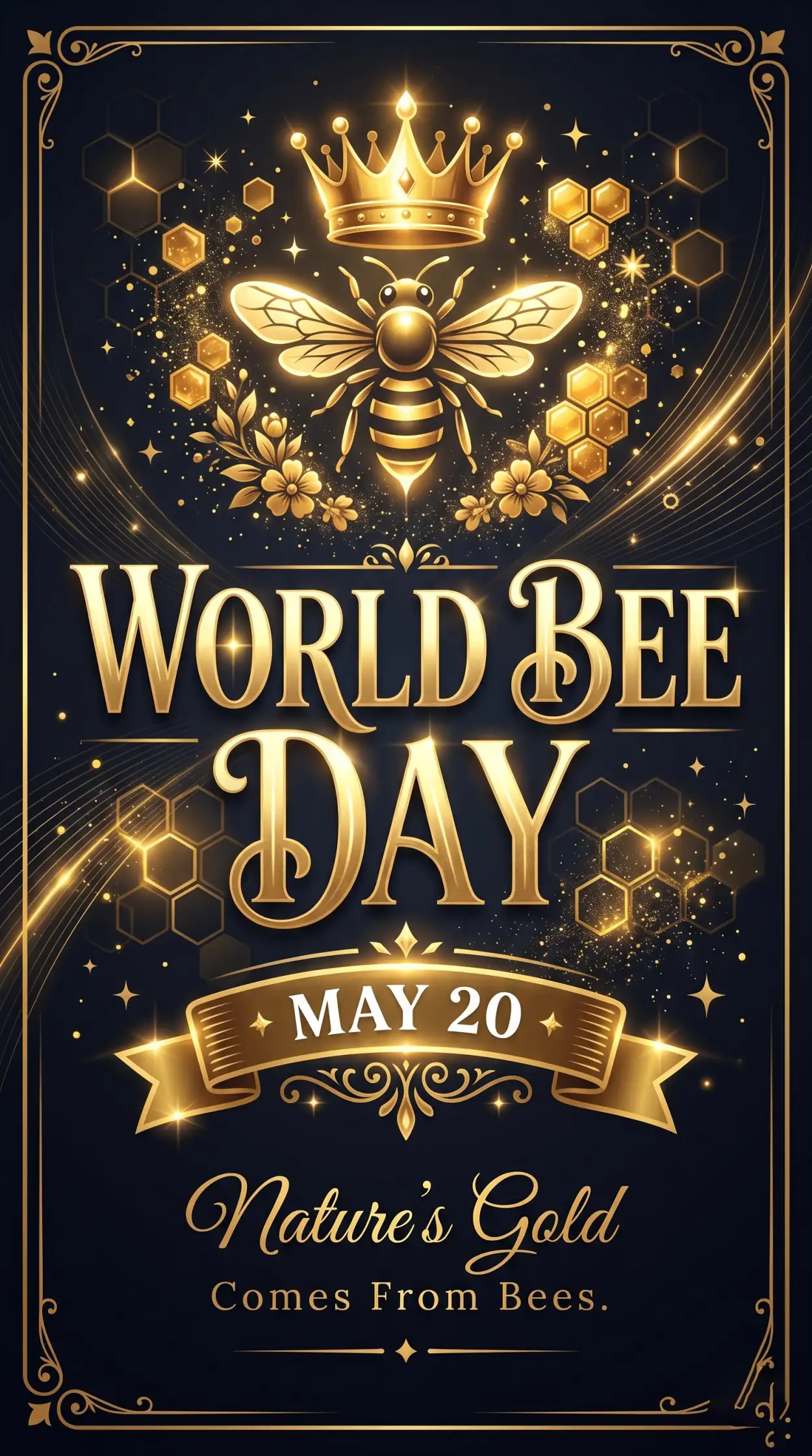 Free Download World Bee Day 2026 Modern Typography Poster - High Quality World Bee Day 2026 Image