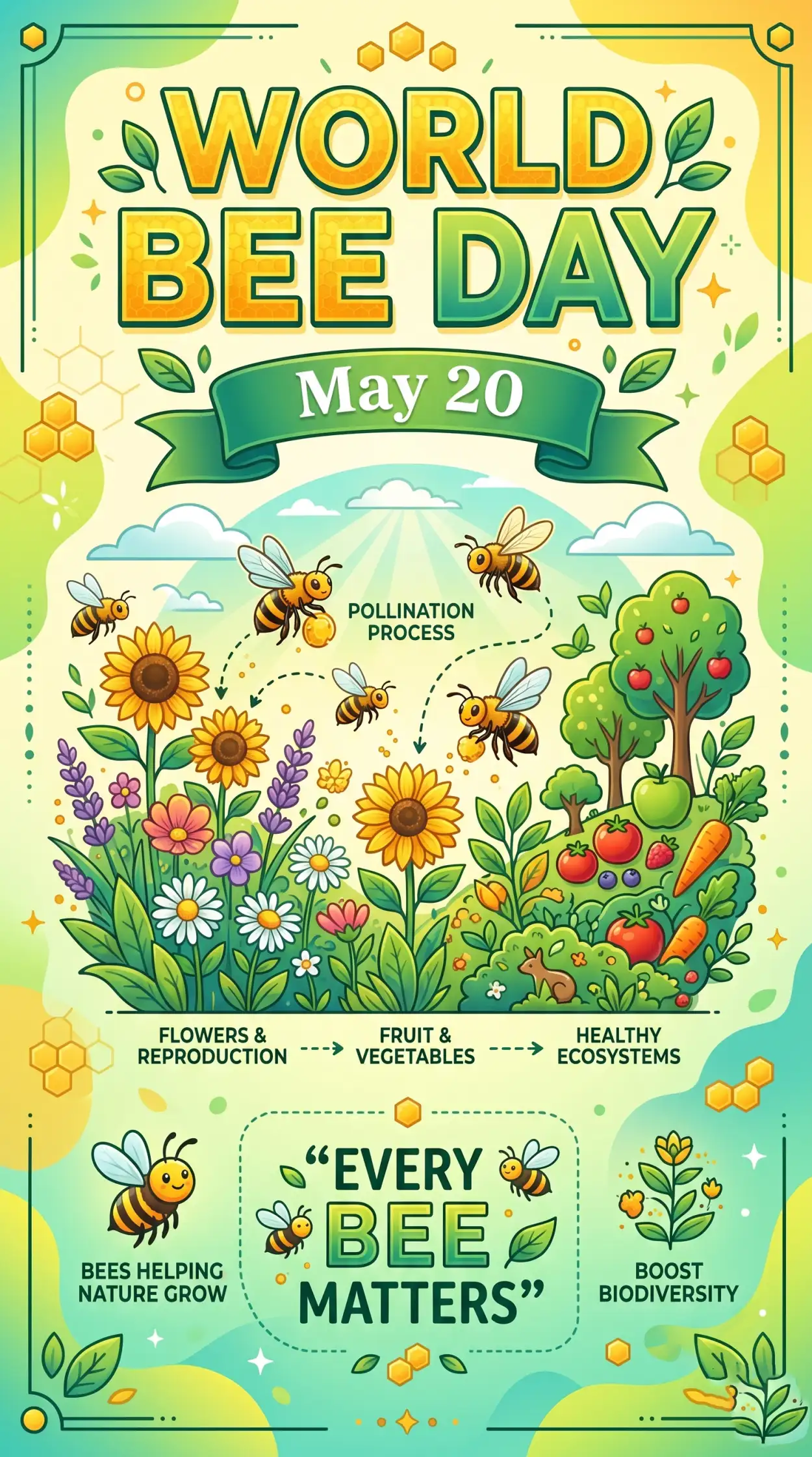 Free Download World Bee Day 2026 Pollinator Awareness Poster - High Quality World Bee Day 2026 Image