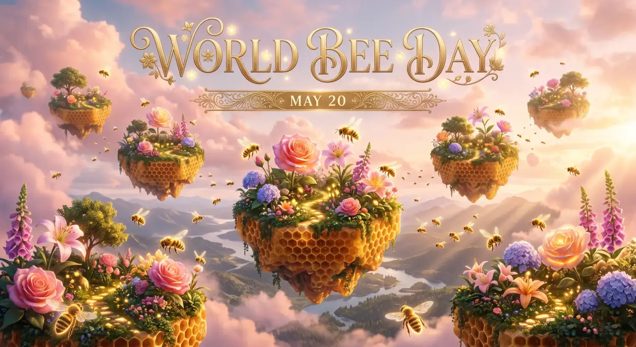 Free Download World Bee Day 2026 Realistic Bee Wallpaper - High Quality World Bee Day 2026 Image