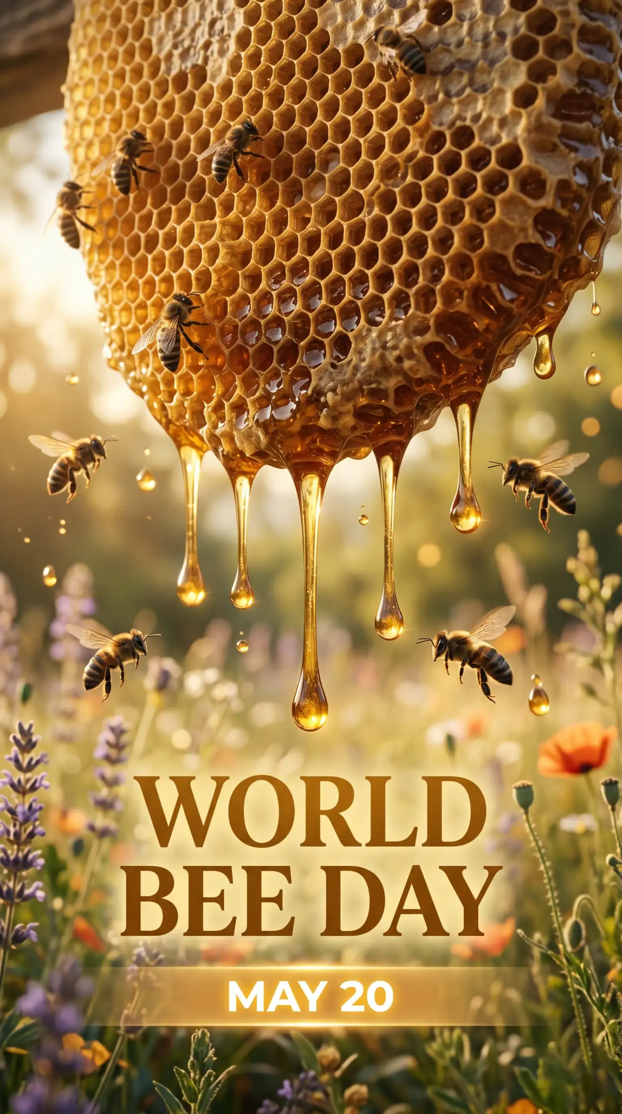 Free Download World Bee Day 2026 Vertical Poster Background - High Quality World Bee Day 2026 Background Image