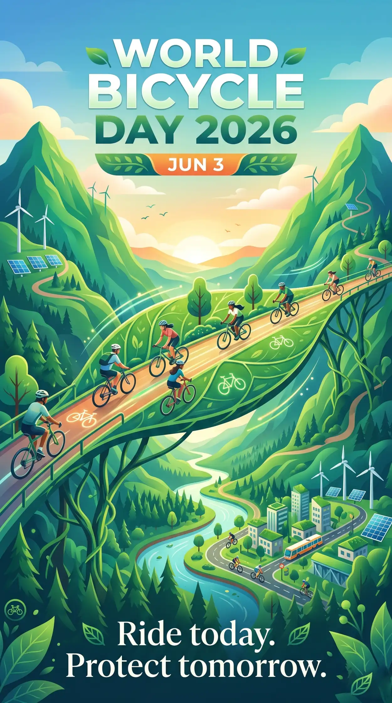 Free Download World Bicycle Day 2026 Creative Poster - High Quality World Bicycle Day 2026 Image