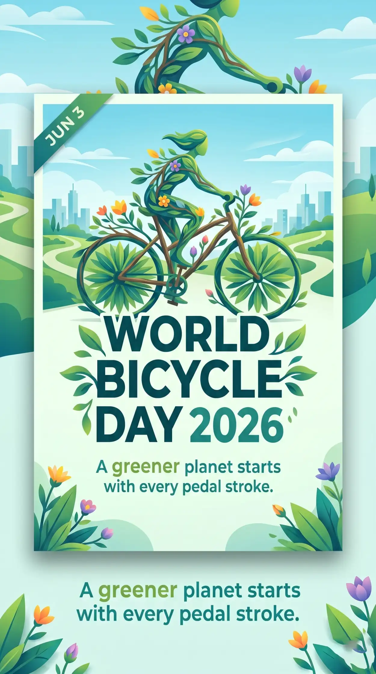 Free Download World Bicycle Day 2026 Downloadable Poster - High Quality World Bicycle Day 2026 Image