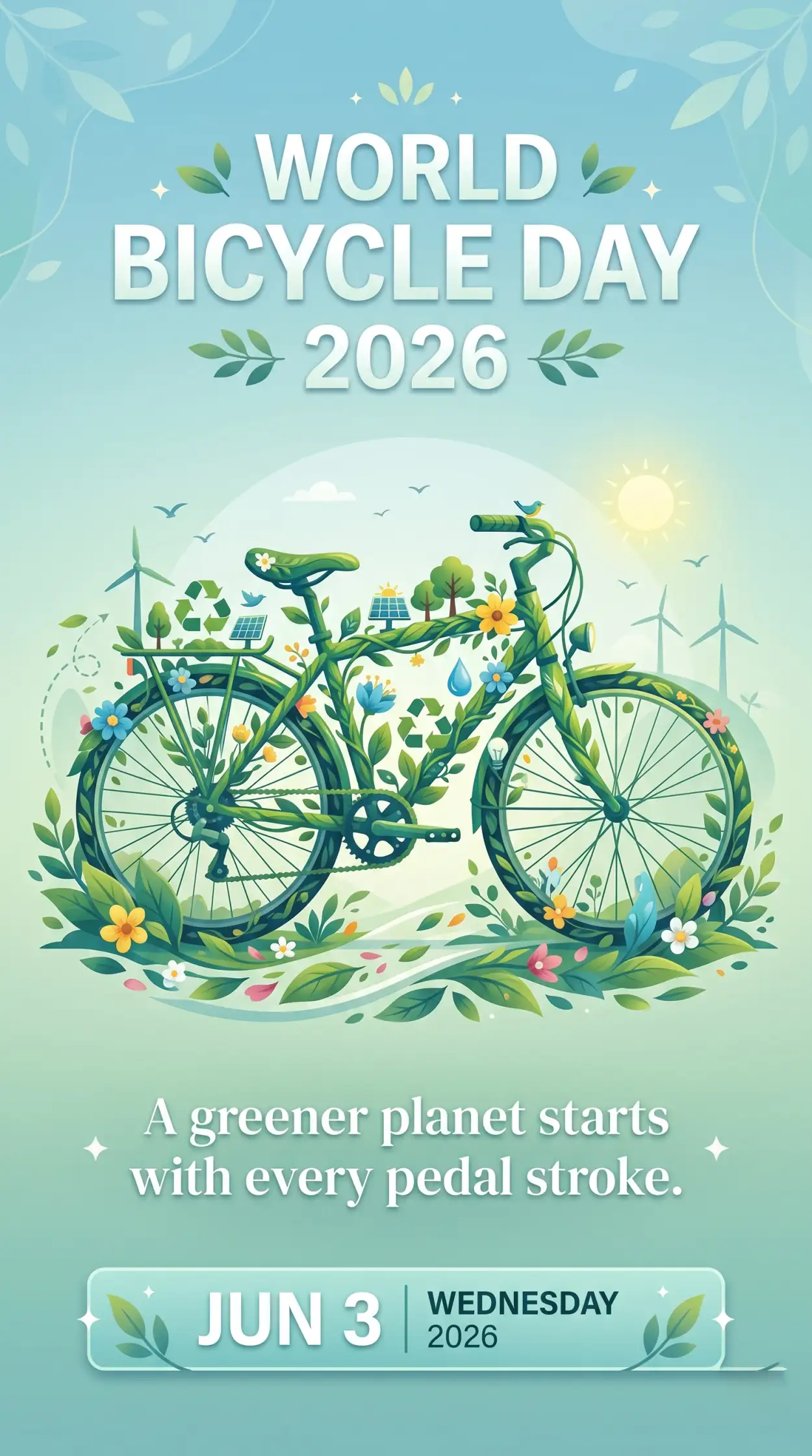 Free Download World Bicycle Day 2026 Eco Friendly Transport Poster - High Quality World Bicycle Day 2026 Image