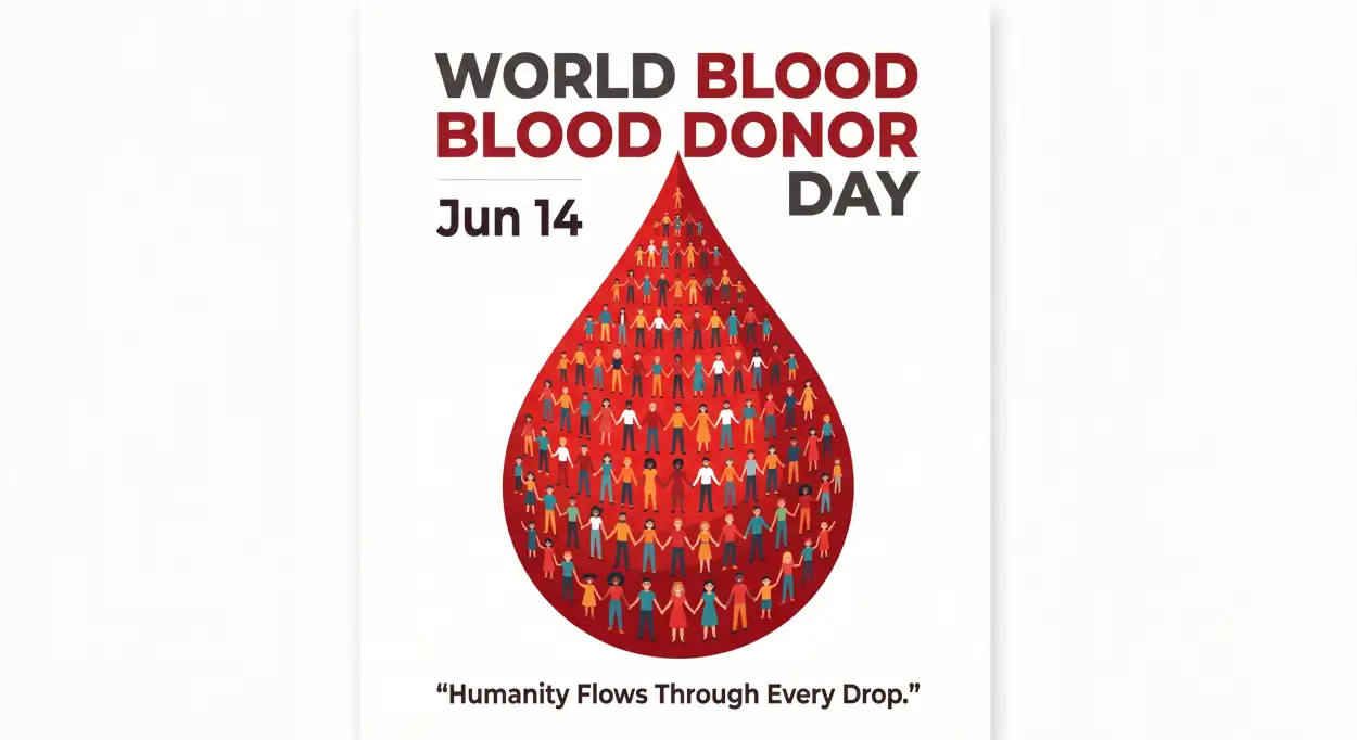 Free Download World Blood Donor Day 2026 Humanitarian Campaign Poster - High Quality World Blood Donor Day 2026 Image