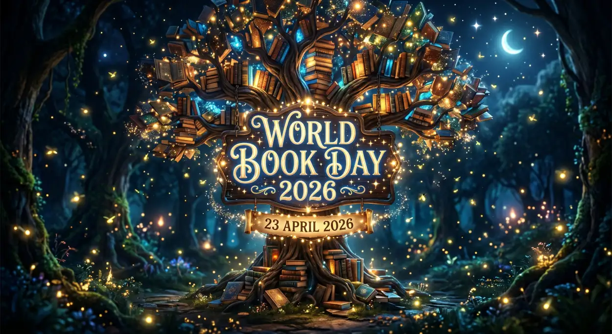 Free Download World Book Day Open Book Glowing Light Prompt - High Quality World Book Day 2026 Image