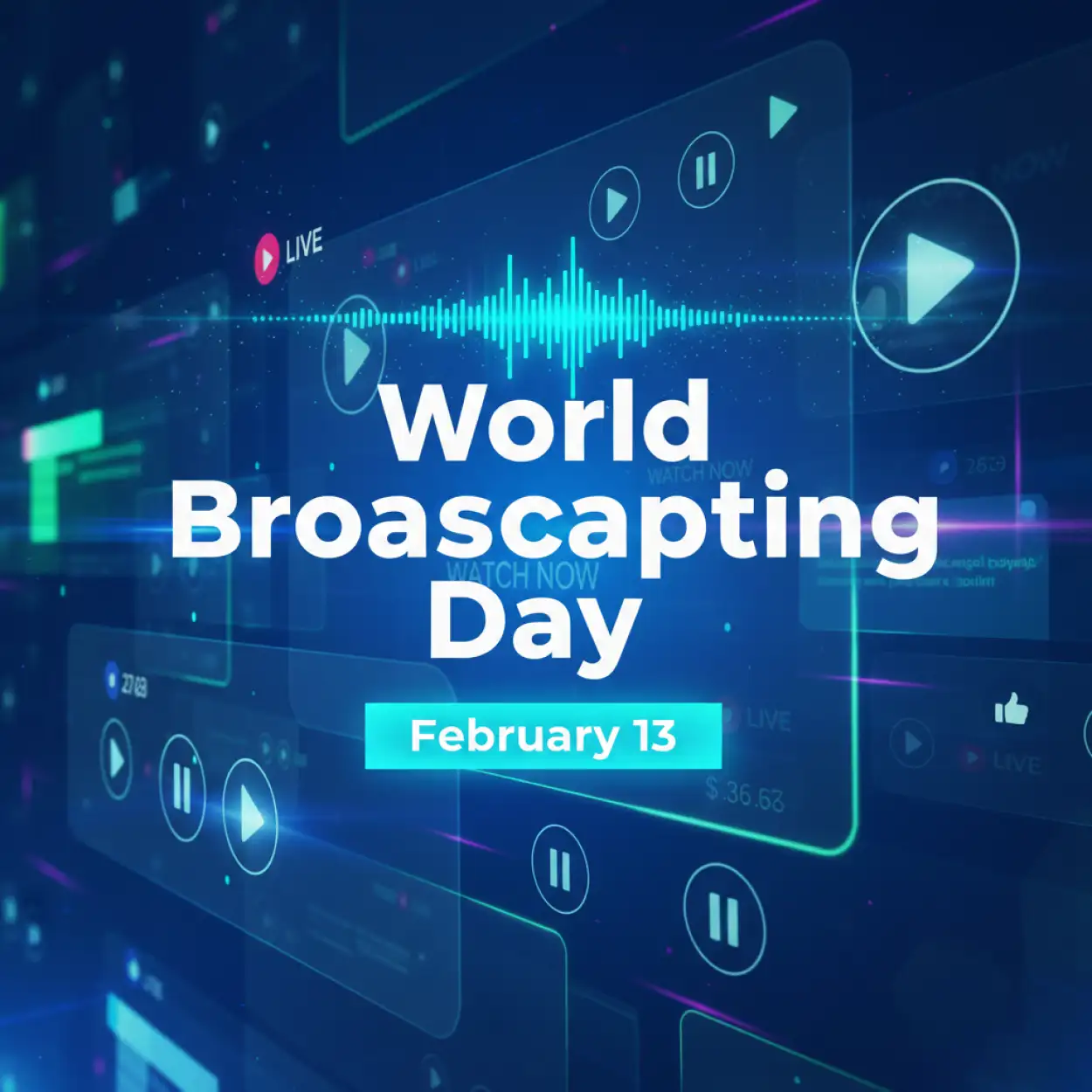 world broadcasting day creative canva template