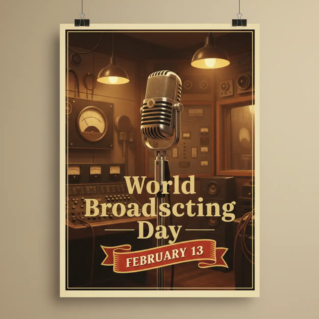 world broadcasting day creative poster template