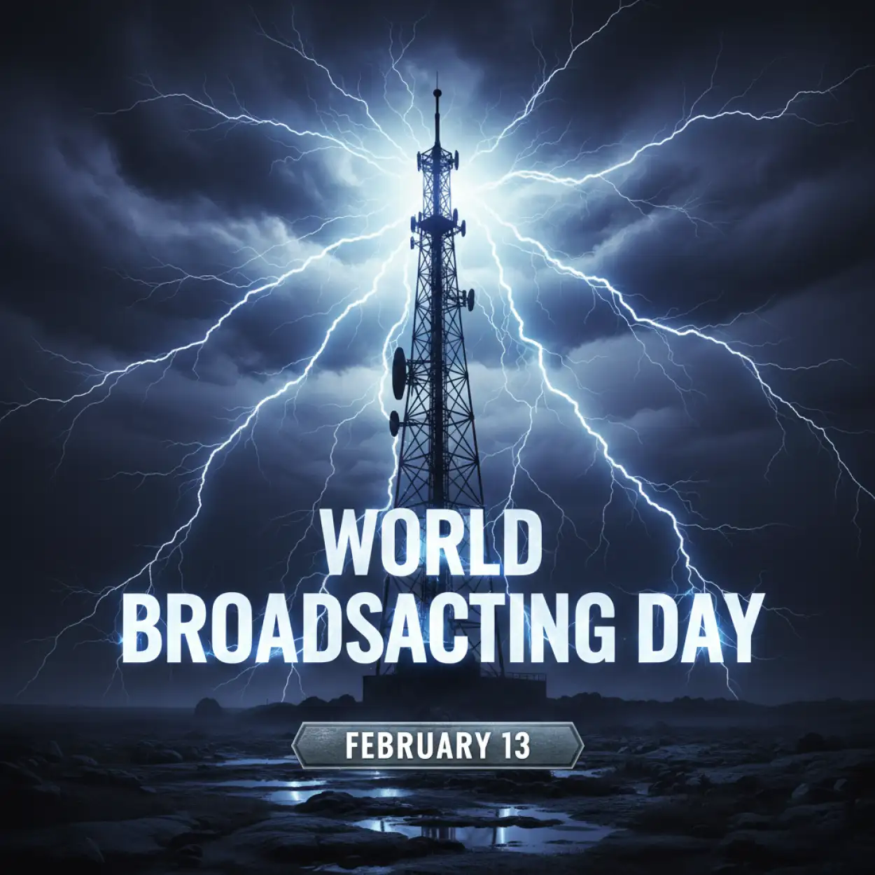 world broadcasting day radio tower illustration