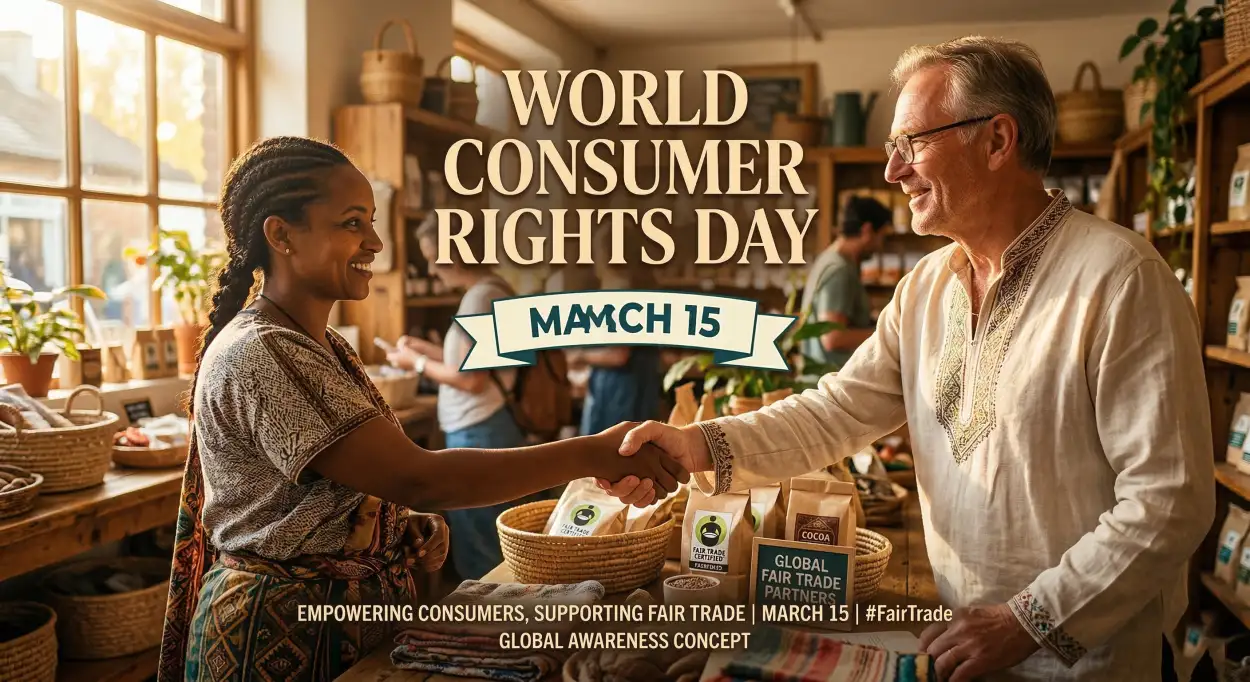 world consumer rights day poster with slogan
