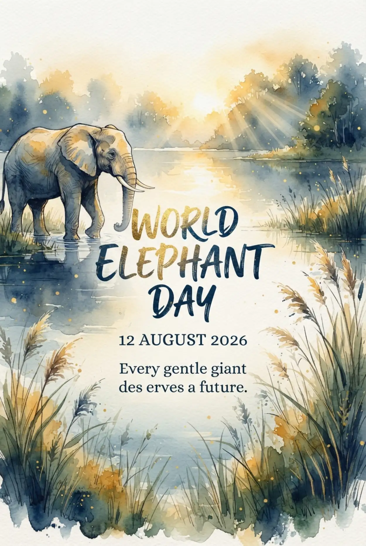 Free Download World Elephant Day 2026 Printable Poster - High Quality World Elephant Day 2026 Image