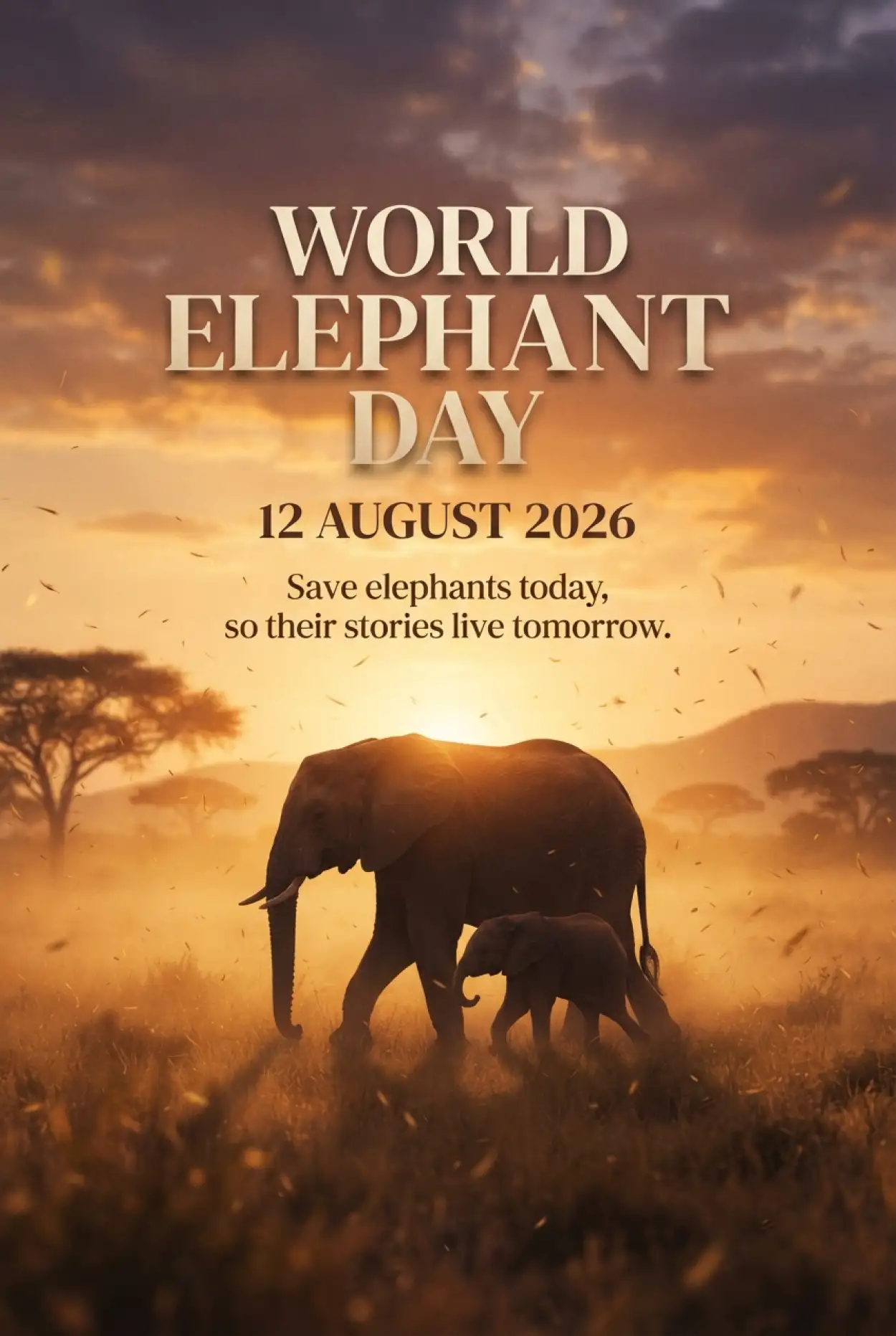 Free Download World Elephant Day 2026 Save Elephants Poster - High Quality World Elephant Day 2026 Image