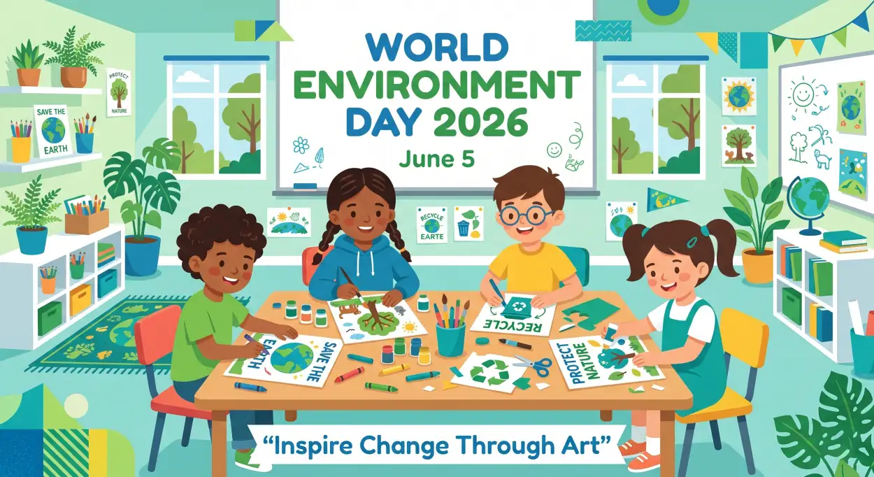 Free Download World Environment Day Art Challenge For Students - High Quality World Environment Day Kids Artwork 2026 Image