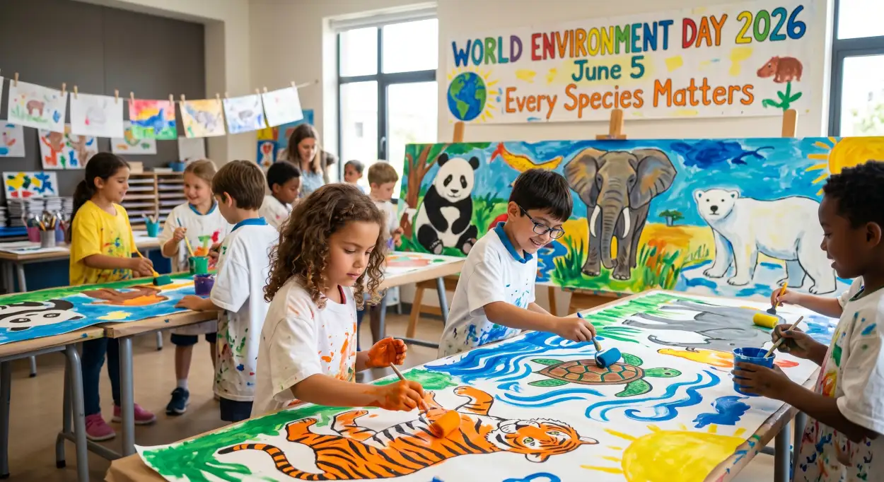 Free Download World Environment Day Banner Artwork For Kids - High Quality World Environment Day Kids Artwork 2026 Image