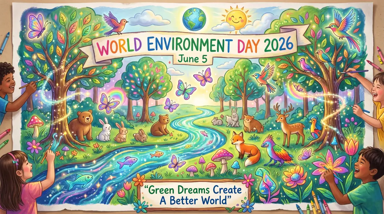 Free Download World Environment Day Crayon Artwork For Kids - High Quality World Environment Day Kids Artwork 2026 Image