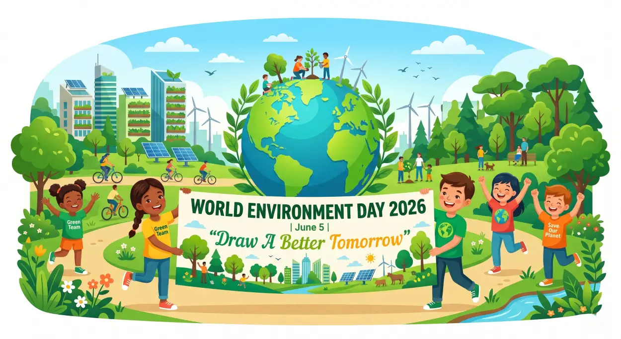 Free Download World Environment Day Eco Theme Illustration - High Quality World Environment Day Kids Artwork 2026 Image