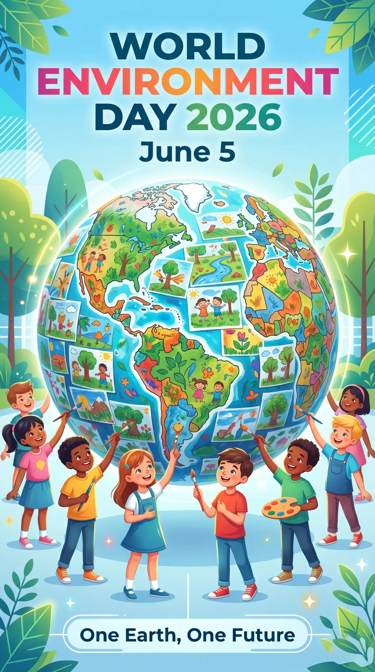 Free Download World Environment Day Environmental Education Poster - High Quality World Environment Day Kids Artwork 2026 Image