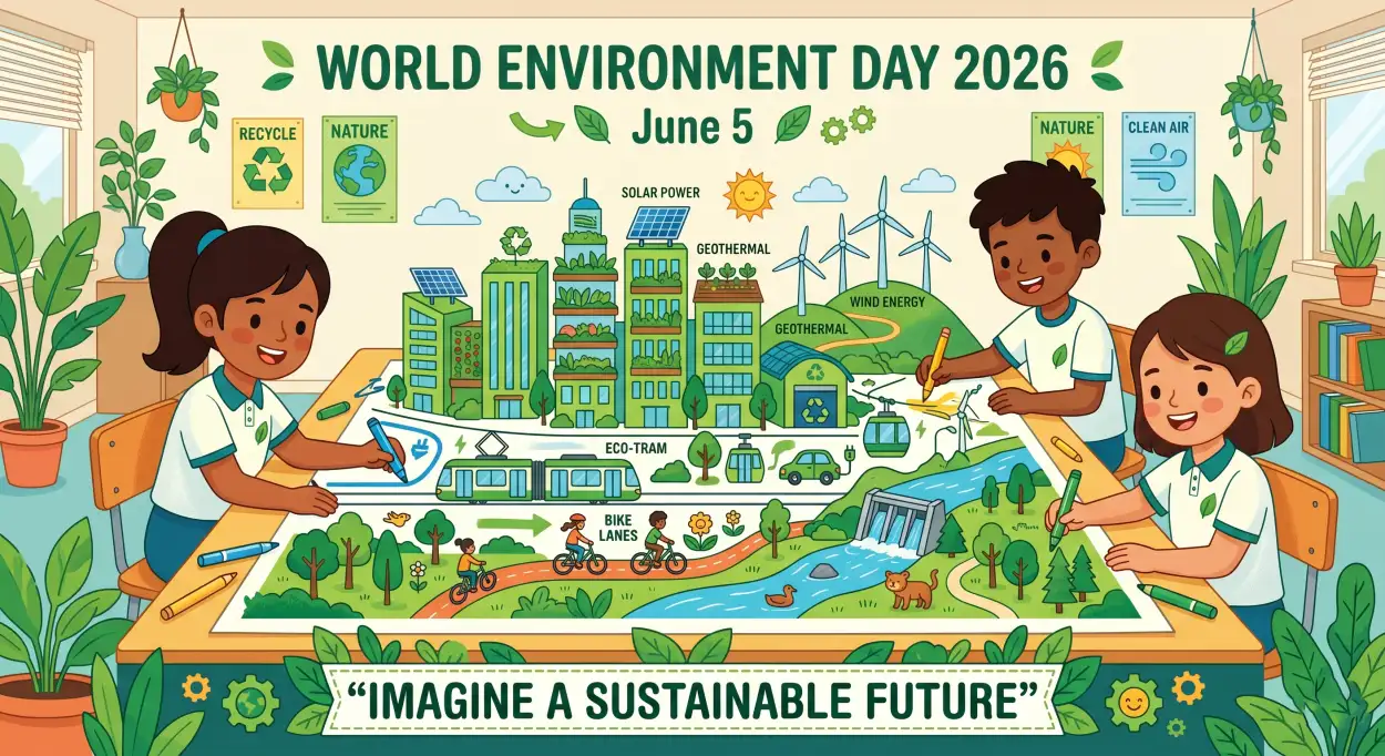 Free Download World Environment Day Green Future Poster - High Quality World Environment Day Kids Artwork 2026 Image