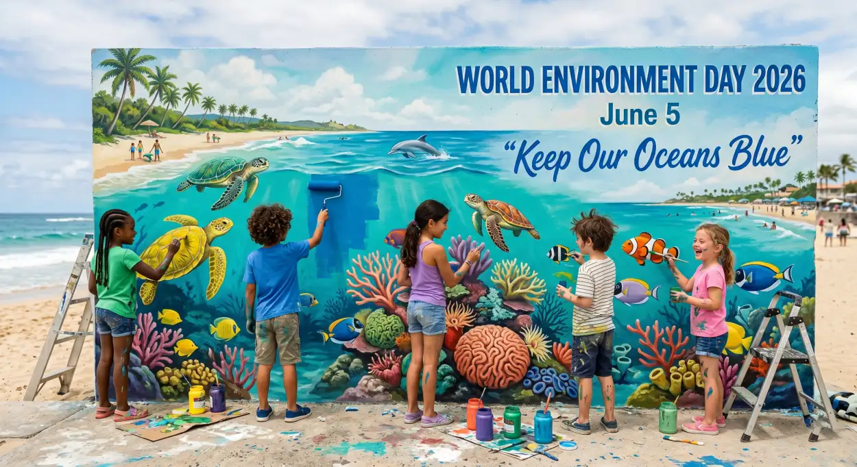 Free Download World Environment Day Painting With Message - High Quality World Environment Day Kids Artwork 2026 Image