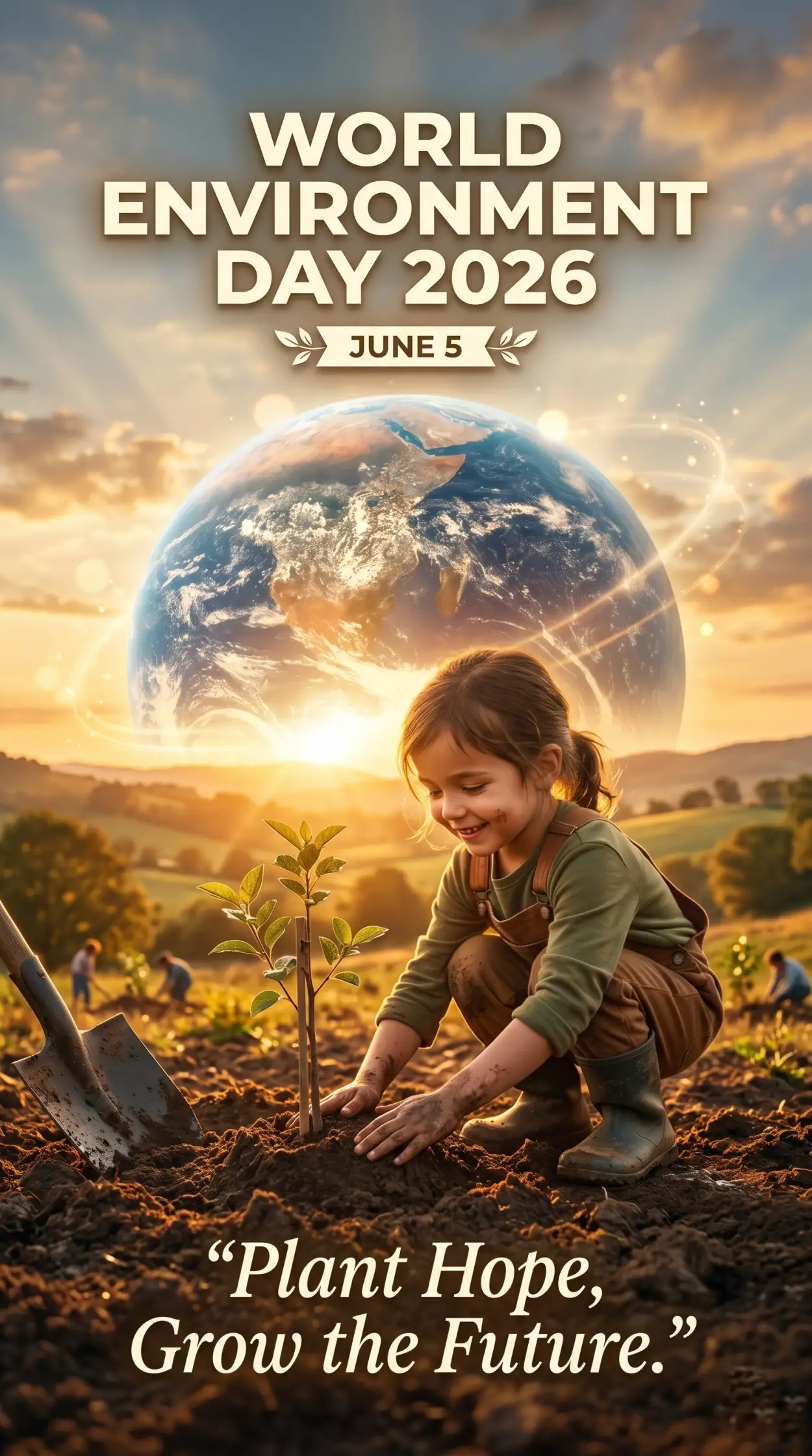 Free Download World Environment Day Poster Ideas With Children Planting Trees - High Quality World Environment Day Poster Ideas 2026 Image