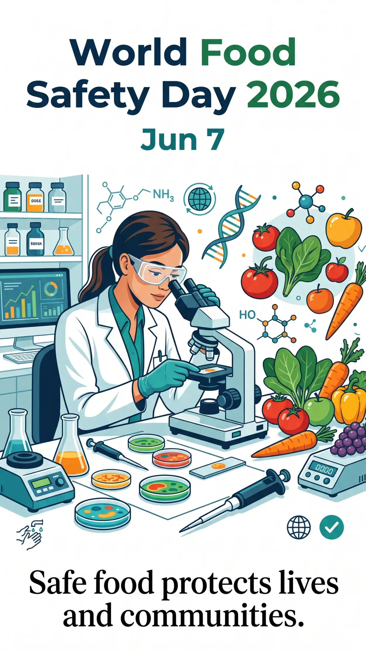 Free Download World Food Safety Day 2026 Food Laboratory Poster - High Quality World Food Safety Day 2026 Image