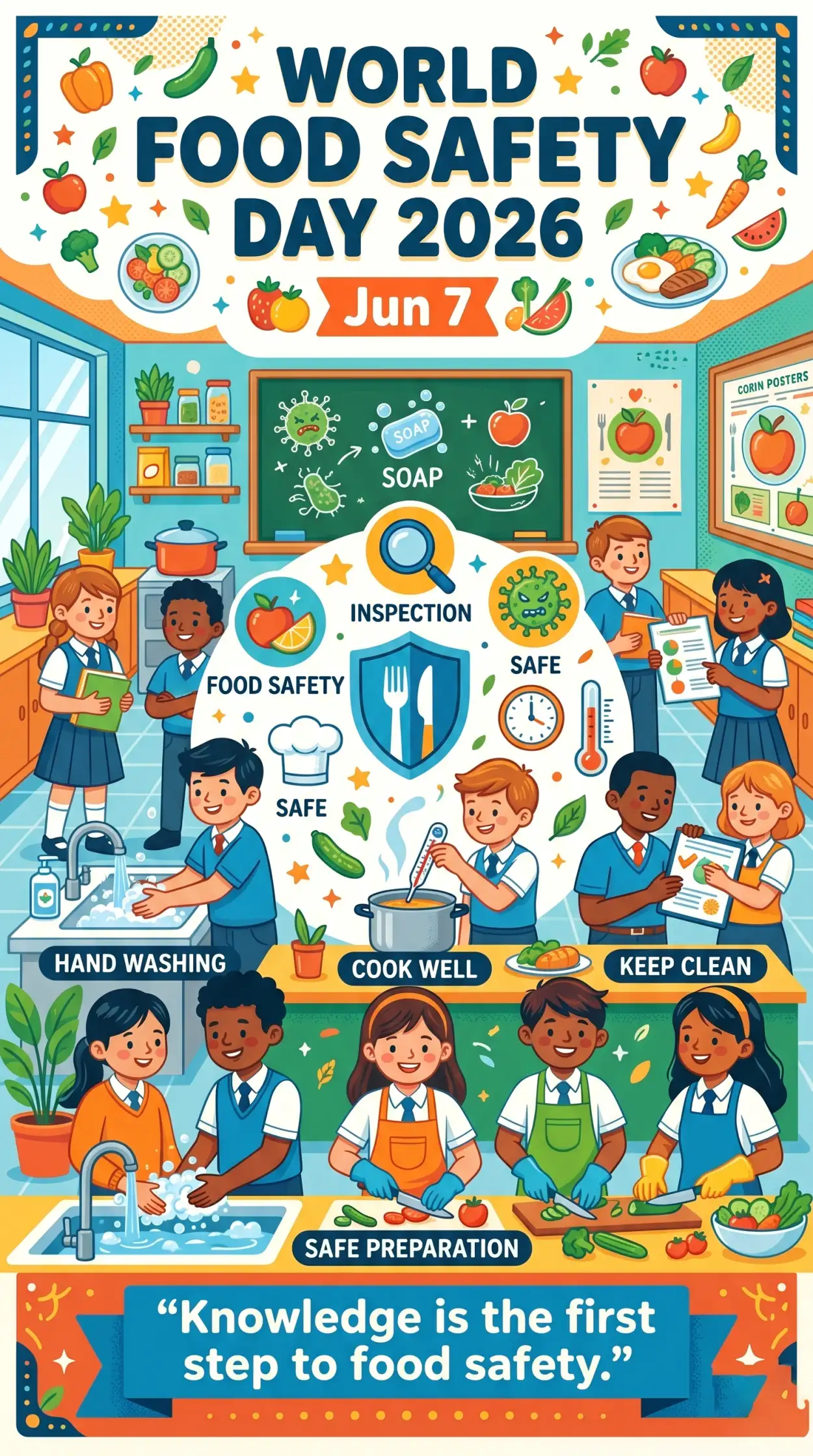Free Download World Food Safety Day 2026 School Awareness Poster - High Quality World Food Safety Day 2026 Image