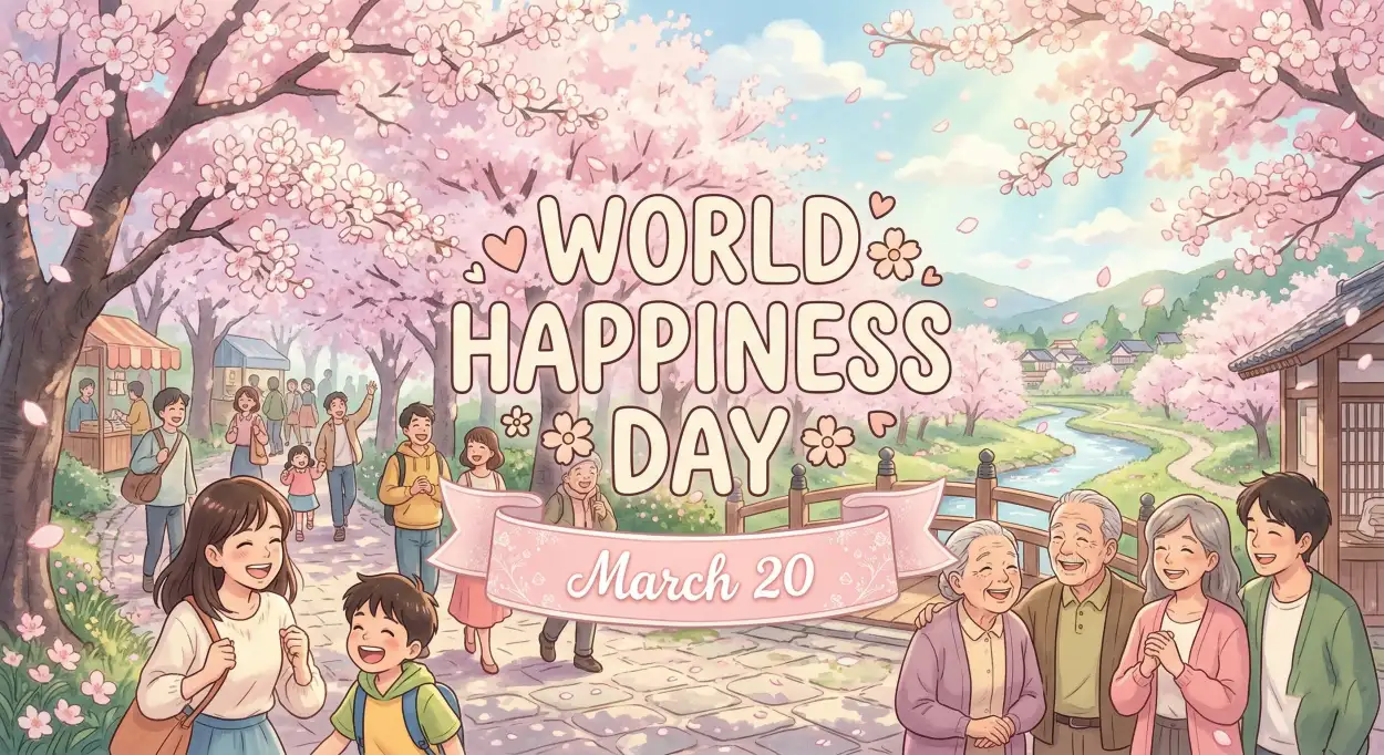 world happiness day 2026 ghibli style prompt