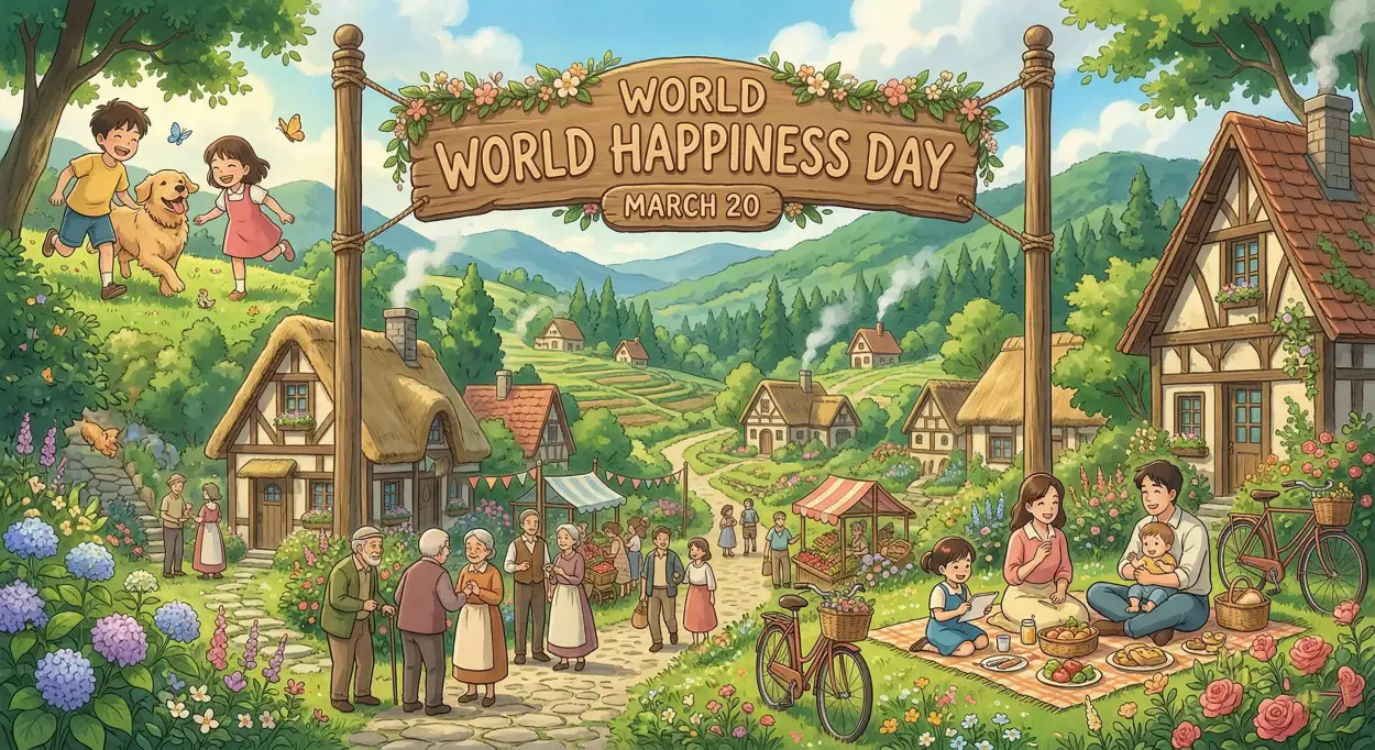 world happiness day 2026 greeting card design